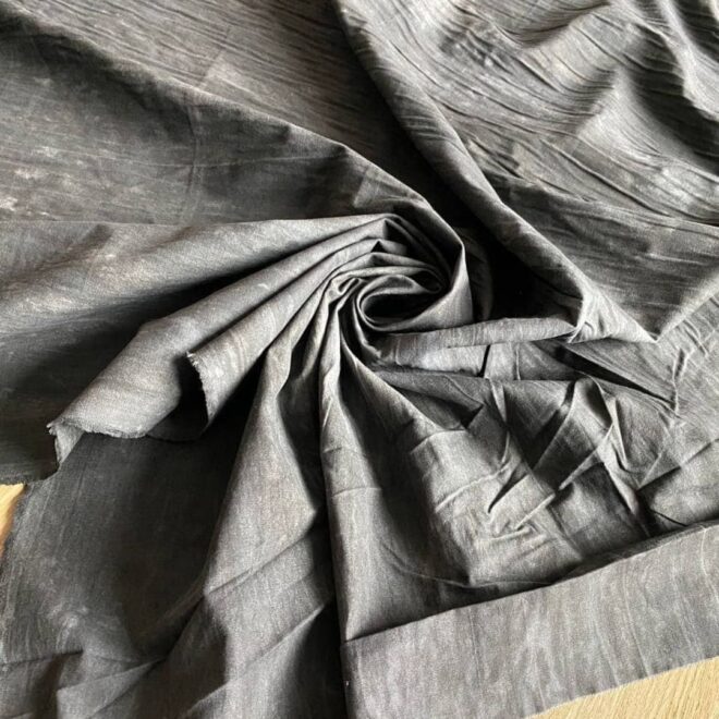 Джинсовая ткань ручного окрашивания Тай-дай цвет Темно-серый